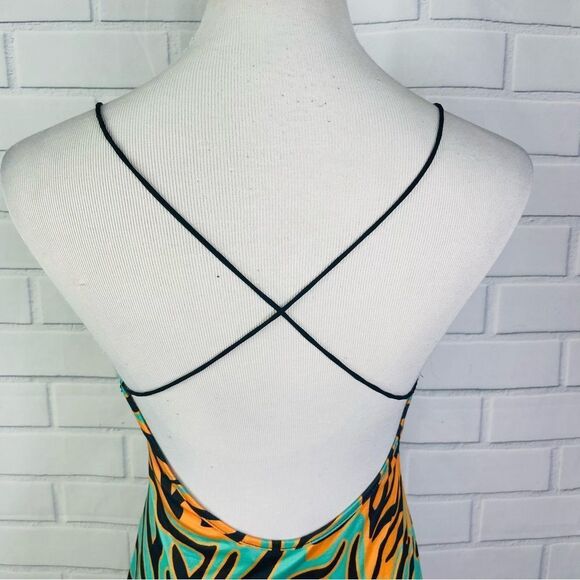 Shein Crisscross Backless Zebra Striped Cami Romper - Medium - Picture 10 of 13